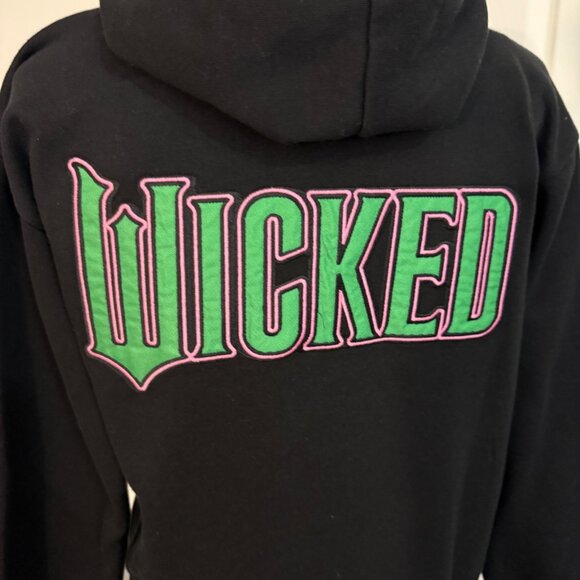 Wicked Womens Black Hoodie Size XS Sweatshirt Embroidery Witchy Kangaroo Pockets - Picture 14 of 16